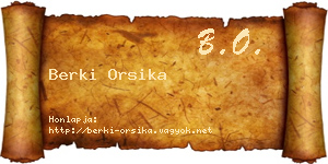 Berki Orsika névjegykártya